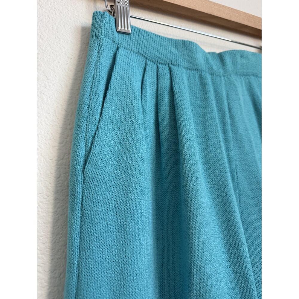 St. John Size 4 Knit 2pc Pant Suit Set Turquoise blue Jacket and Trousers - Picture 4 of 16
